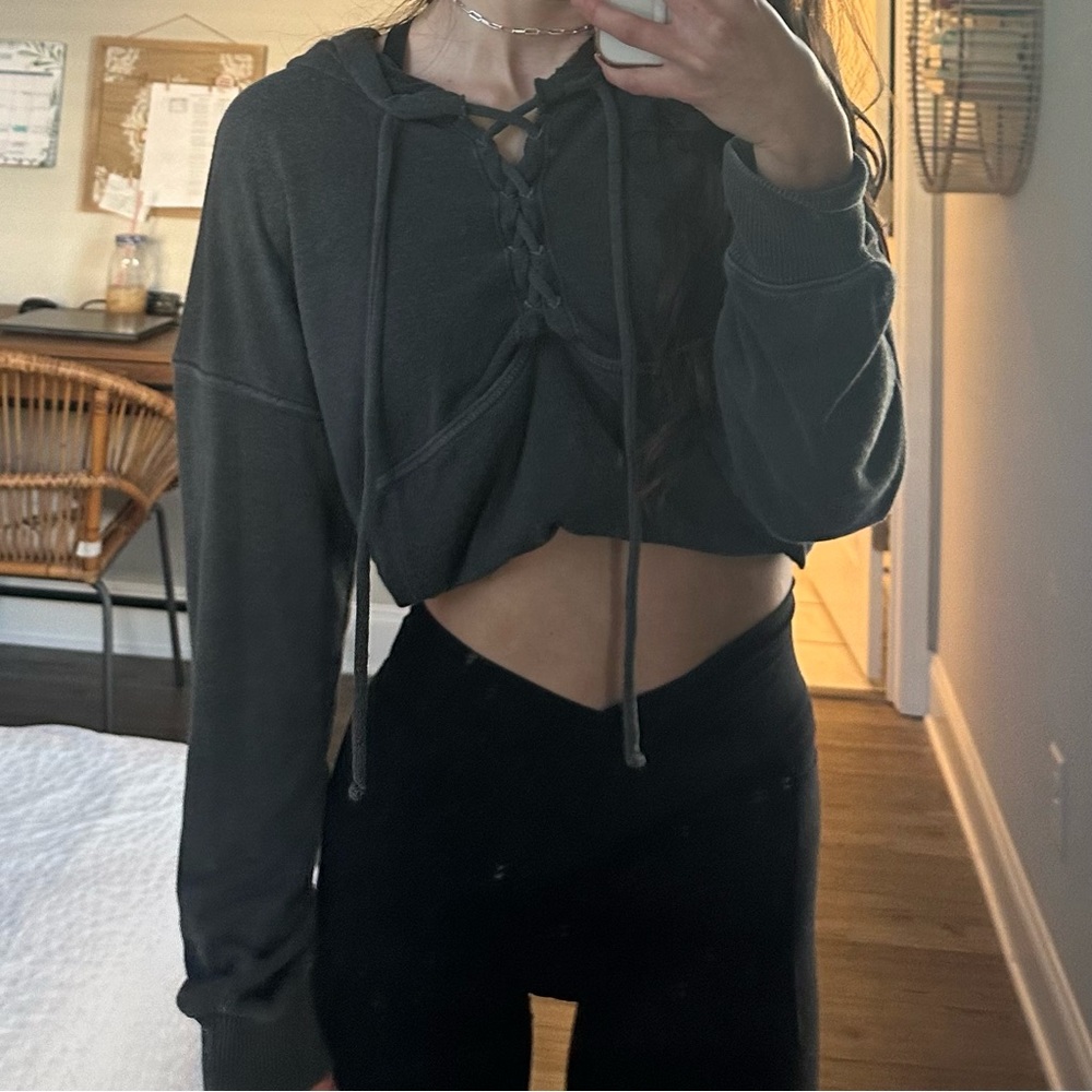 free people lace up hoodie